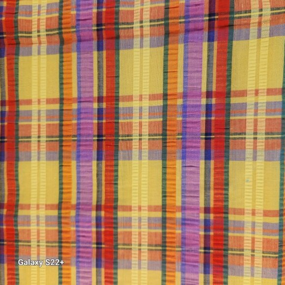 Multi-Color Plaid Searsucker Fabric for Sewing & Crafts 1970's Cotton Blend 2.75 - Picture 5 of 5